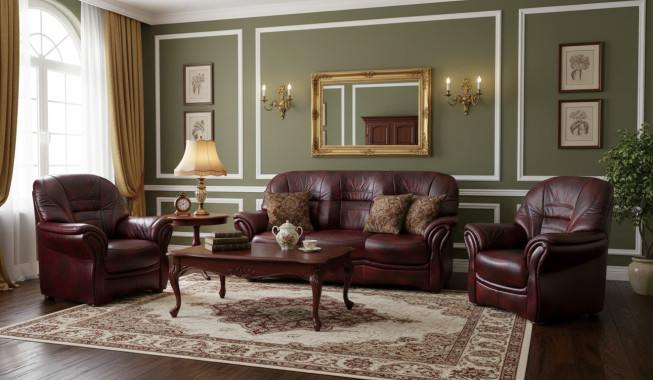 Kožená sedací souprava Bologna 3+1+1 wine (5)