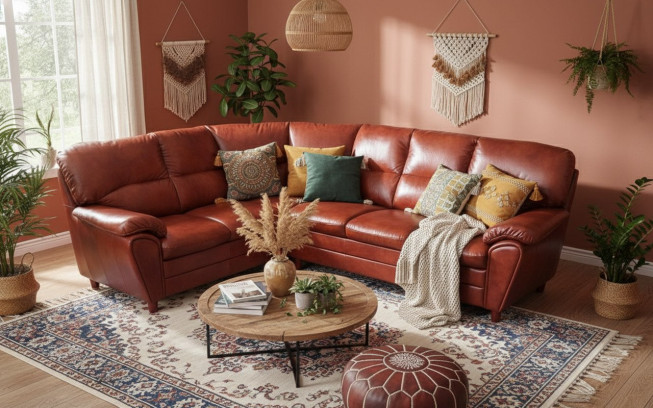 Kožená rohová sedací souprava Rajko (5)