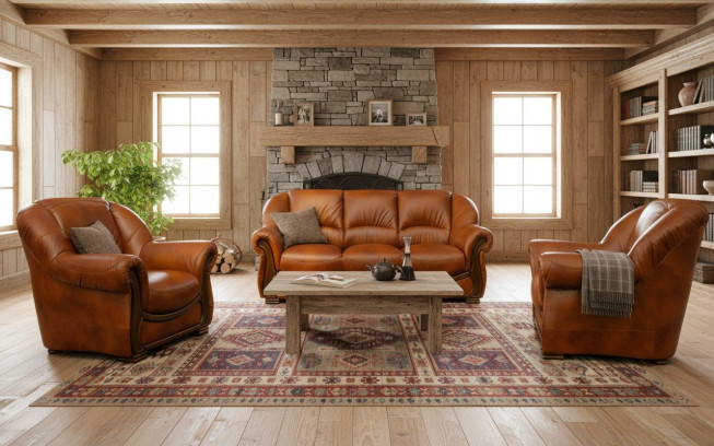 Celokožená sedací souprava Harward 3+1+1 brown (8)