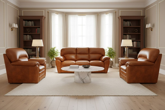 Kožená sedací souprava Rajko 3+1+1 medová (8)