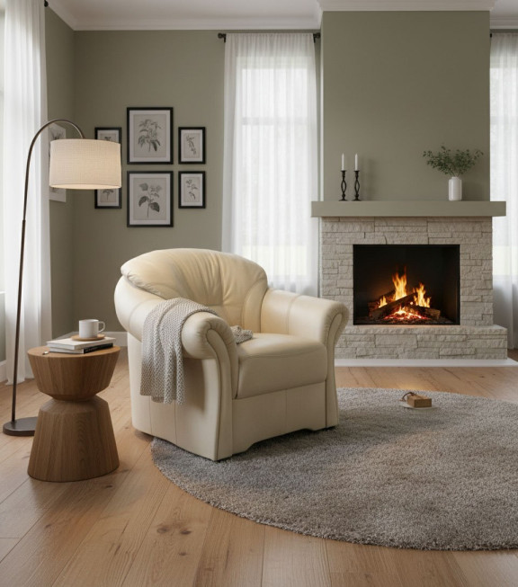 Kožené křeslo Alaska 1M smetanové (7)