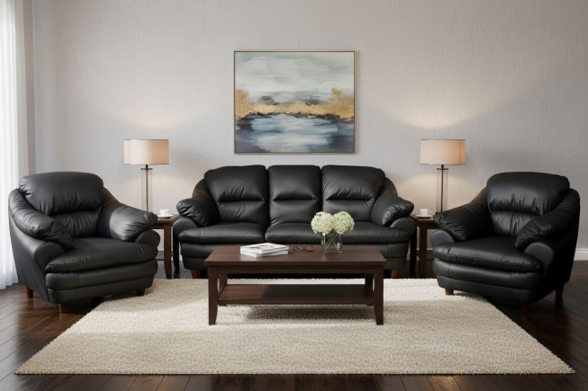 Kožená sedací souprava Jupiter 3+1+1 black (8)