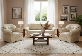 Kožená sedací souprava Alaska 3+1+1 smetanová