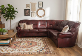 Rohová celokožená sedací souprava Bologna vínová