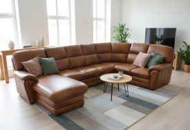 Rohová kožená sedací souprava Rajko XXL