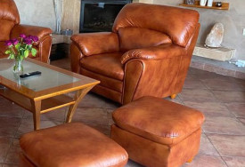 Kožená sedací souprava Rajko 3+1+1 hnědooranž (3)