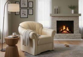 Kožené křeslo Alaska 1M smetanové