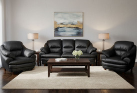 Kožená sedací souprava Jupiter 3+1+1 black (8)